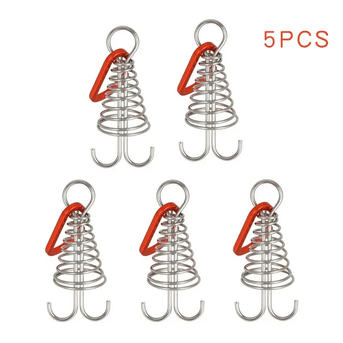 Outdoor Camping Octopus Rope Buckle Camping Deck Nail Stainless Steel Fixed Tent Rope Buckle Wooden Hook Spring Wind Rope - Bivakshop
