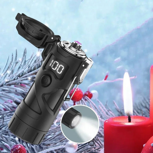 Outdoor heldere zaklamp met elektrische USB - aansteker - Winddichte dual - arc plasma overlevingsaansteker - Bivakshop