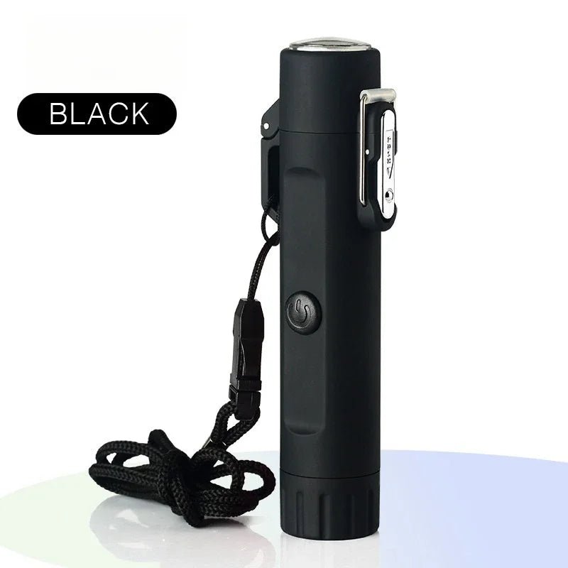 Outdoor heldere zaklamp met elektrische USB - aansteker - Winddichte dual - arc plasma overlevingsaansteker - Bivakshop
