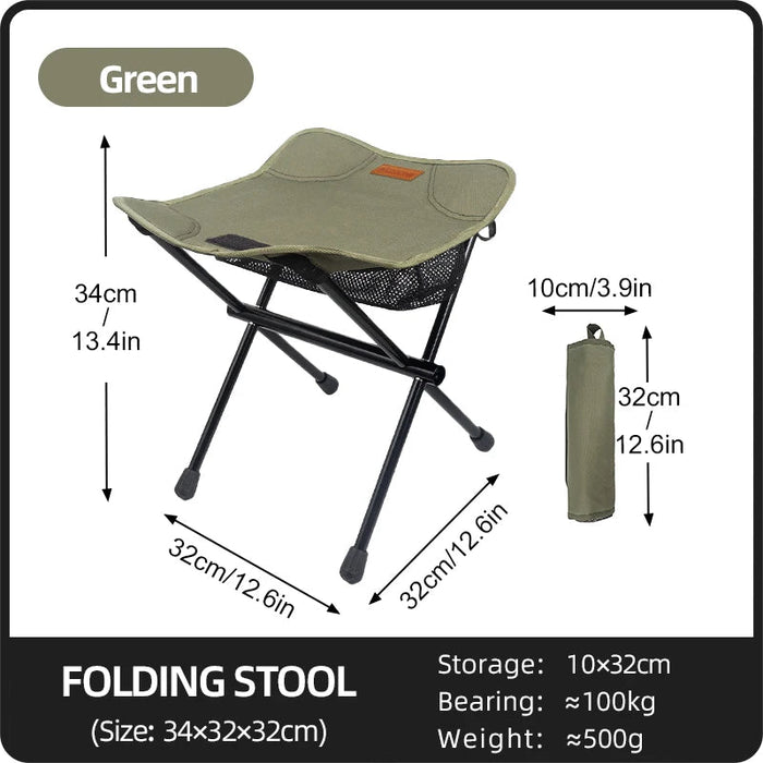 PACOONE outdoor draagbare opvouwbare kruk - lichtgewicht kampeerstoel vanaluminiumlegering - Bivakshop