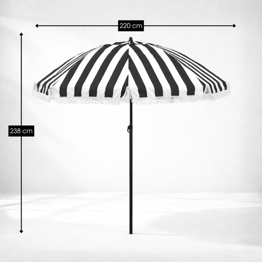Parasol Osborn Zwart – H238 x Ø220 cm – Weerbestendig & Kantelbaar - Bivakshop