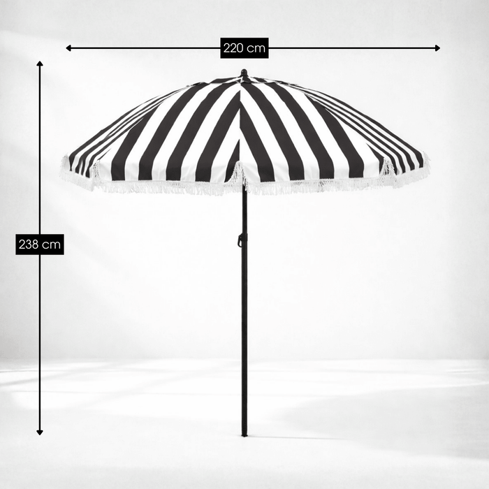 Parasol Osborn Zwart – H238 x Ø220 cm – Weerbestendig & Kantelbaar - Bivakshop