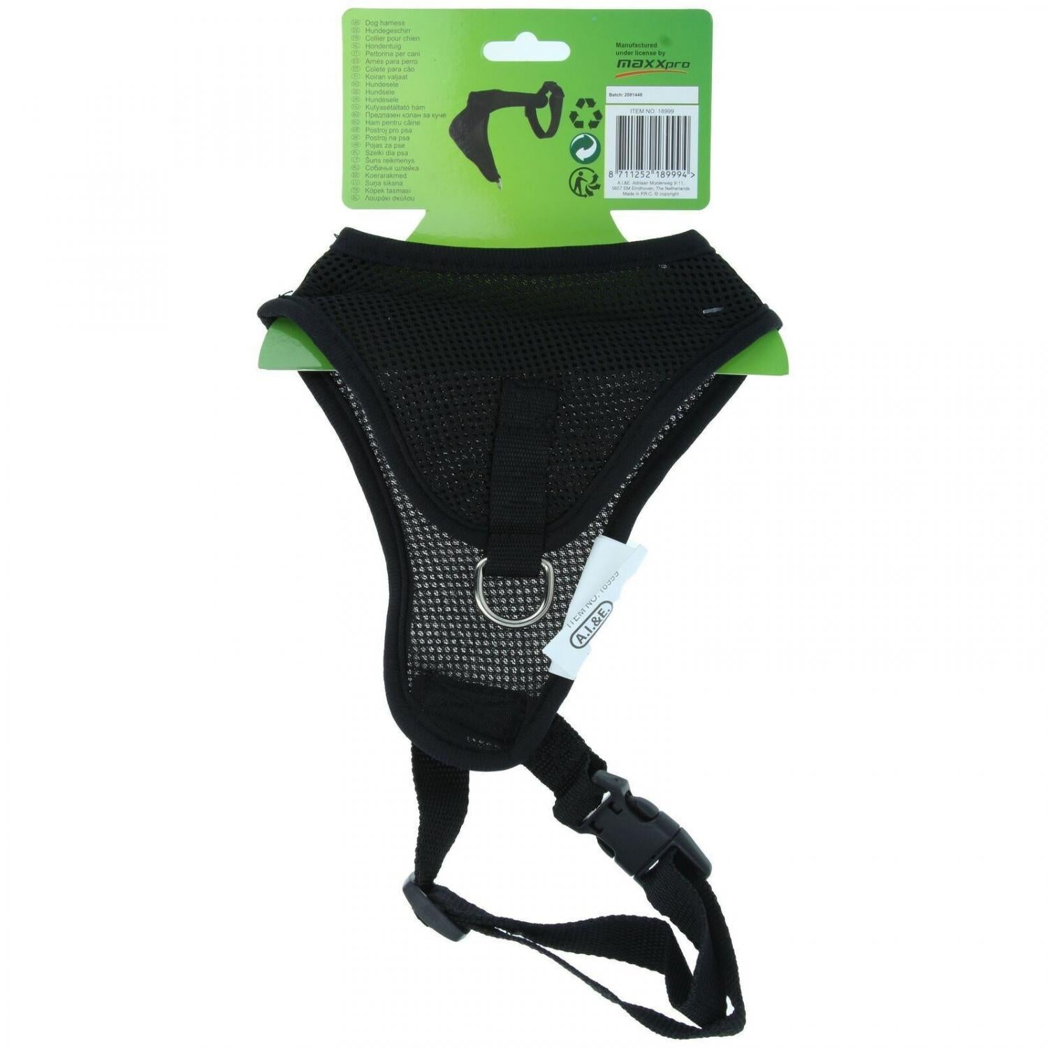 Pet Treatment ED-19000 - Comfortabel vest hondentuigje maat M - Zwart polyester - Bivakshop