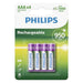 Philips - Oplaadbare AAA Batterijen – 1,2V NiMH – 4 Stuks - Bivakshop