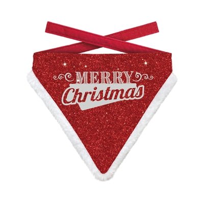 Plenty Gifts - Kerst Bandana hond ‘Merry Christmas’ Glitter – Rood (Glinsterend) - Bivakshop