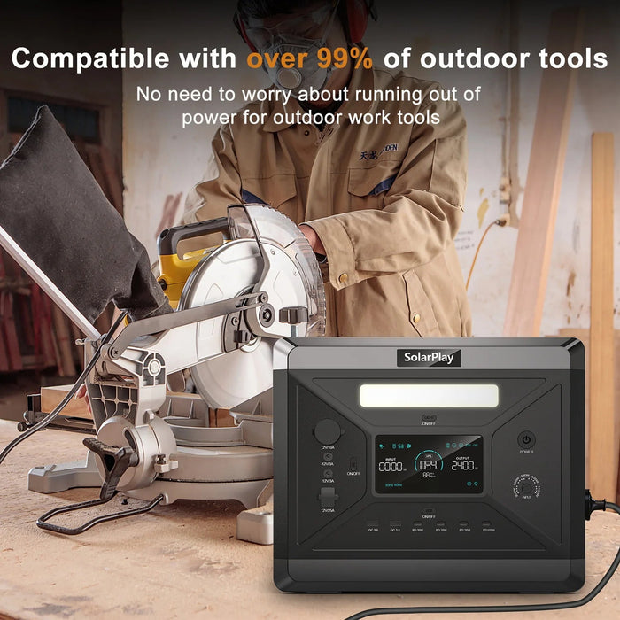 Q2501 / Q2402M Draagbare Power Station Q2501/Q2402M – 2400W AC – 2160Wh LiFePO4 Accu – Noodstroom & Solar Generator - Bivakshop