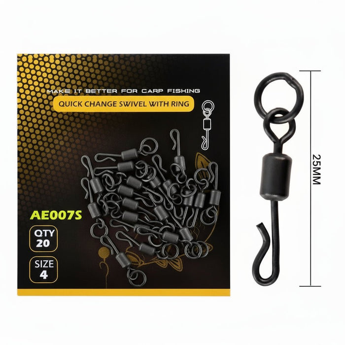 Quick Change Swivels (20x) met Solide Ring – End Tackle - Bivakshop