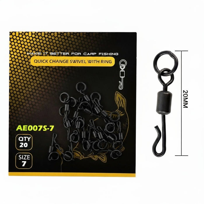 Quick Change Swivels (20x) met Solide Ring – End Tackle - Bivakshop