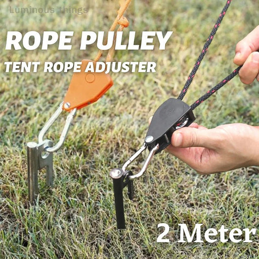 Reflecterend winddicht tenttouw – Verstelbare lanyard met gesp & katrol voor outdoor kamperen - Bivakshop