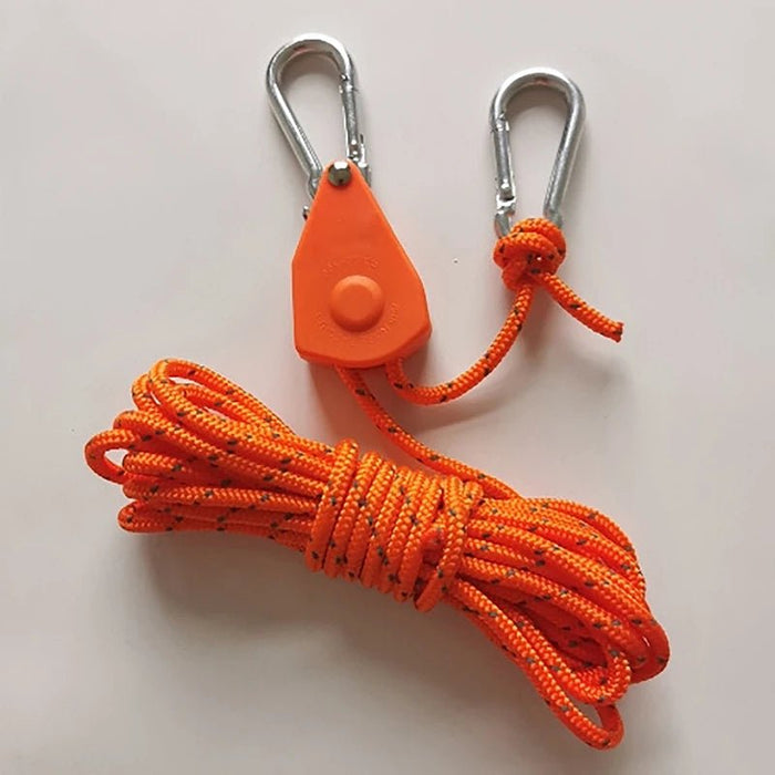 Reflecterend winddicht tenttouw – Verstelbare lanyard met gesp & katrol voor outdoor kamperen - Bivakshop