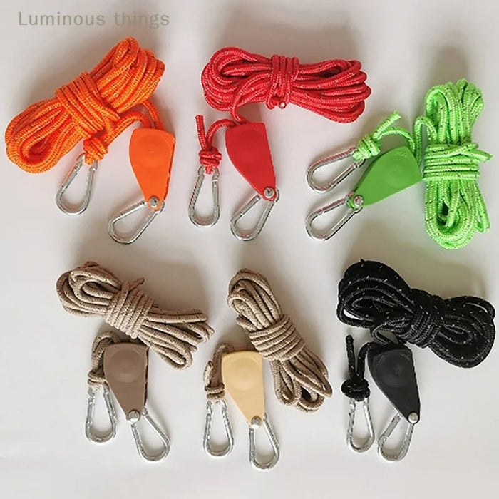 Reflecterend winddicht tenttouw – Verstelbare lanyard met gesp & katrol voor outdoor kamperen - Bivakshop
