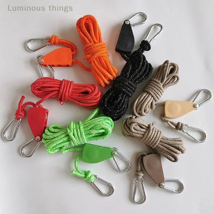 Reflecterend winddicht tenttouw – Verstelbare lanyard met gesp & katrol voor outdoor kamperen - Bivakshop