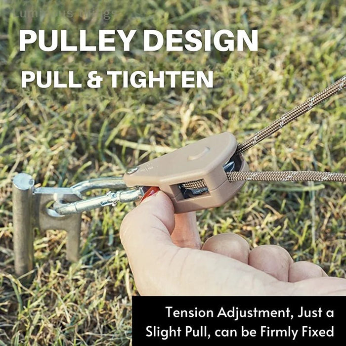 Reflecterend winddicht tenttouw – Verstelbare lanyard met gesp & katrol voor outdoor kamperen - Bivakshop