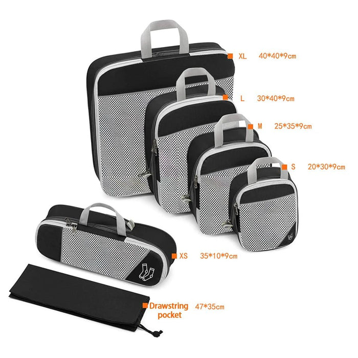 Reisset compressie organizers 6 - delig – lichtgewicht – met schoenentas - Bivakshop