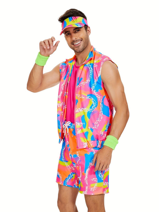 Retro disco roze kostuum - Halloween cosplay outfit met hoed - Zwemkleding en strandpak - Bivakshop