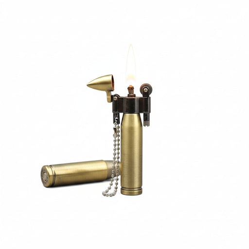 Retro Kogel - Aansteker – Metalen Sleutelhanger – Voor Sigaren & Sigaretten (Grindwiel) - Bivakshop