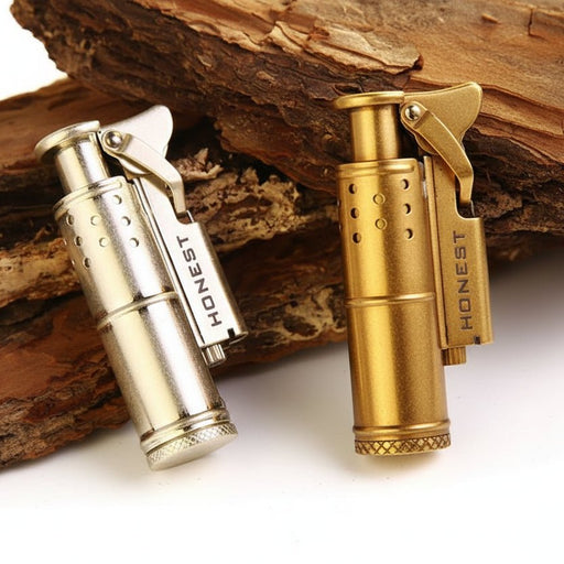 Retro Messing Kerosine Aansteker – Winddicht Slijpwielmechanisme – Klassieke Vintage Gadget - Bivakshop