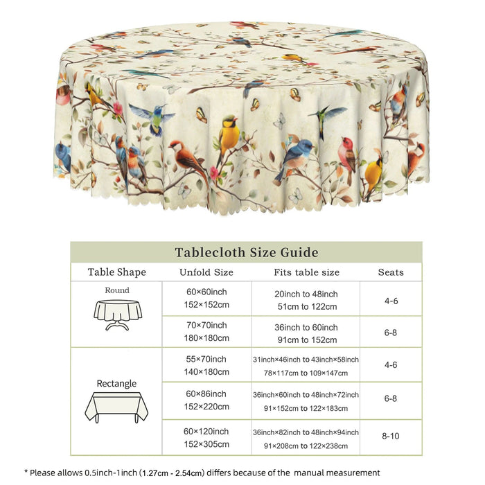 Retro Vogel & Herfst Tafelkleed – Vintage Natuurprint – Inclusief 4 Zelfklevende Decoratiepatronen - Bivakshop