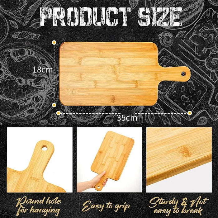 Robuuste Bamboe Snijplank met Handvat – Grote Houten Serveerplank voor Pizza, Groenten & Vlees - Bivakshop
