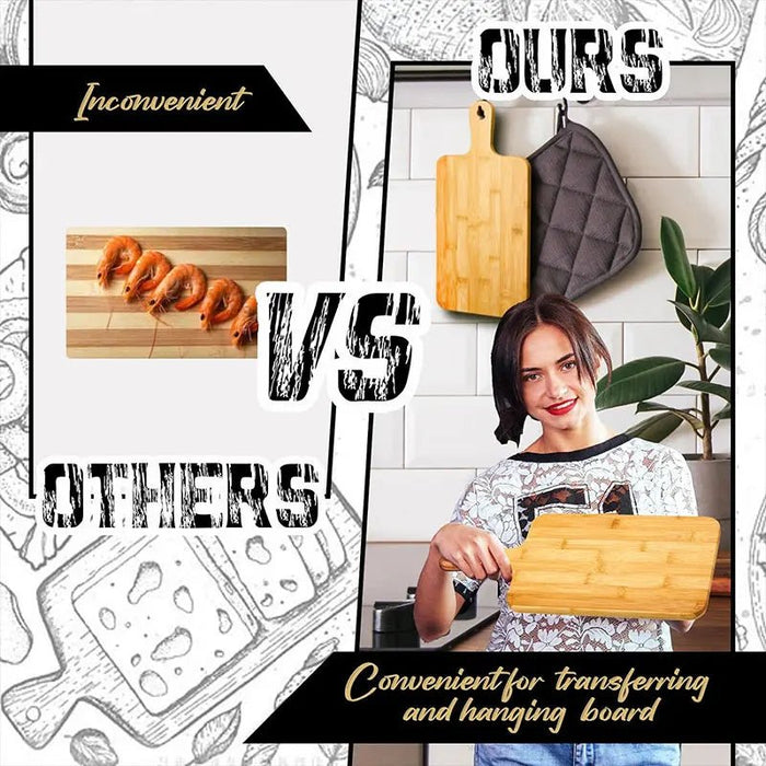 Robuuste Bamboe Snijplank met Handvat – Grote Houten Serveerplank voor Pizza, Groenten & Vlees - Bivakshop