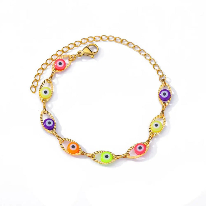 Roestvrijstalen evil eye armband - Dames emaille ketting - Zomer strandvoet sieraad 2024 - Bivakshop