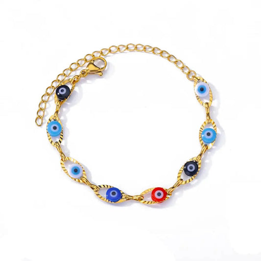 Roestvrijstalen evil eye armband - Dames emaille ketting - Zomer strandvoet sieraad 2024 - Bivakshop