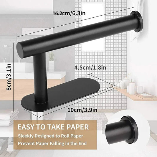 Roestvrijstalen toiletrolhouder - Zelfklevende wandmontage voor verlengde opslag en ruimtebesparing - Bivakshop