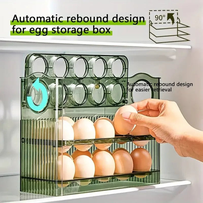 Ruimtebesparende eierdoos met auto - flip design - Altijd verse eieren - Koelkast deur eierhouder - Bivakshop