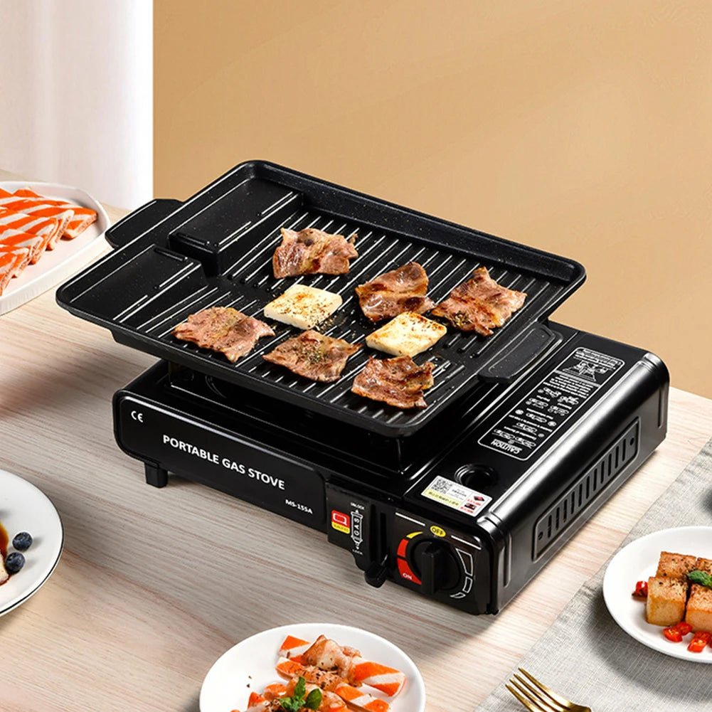 RVS backpacking gasbrander – draagbare campingkooktoestel met opbergkoffer - Bivakshop