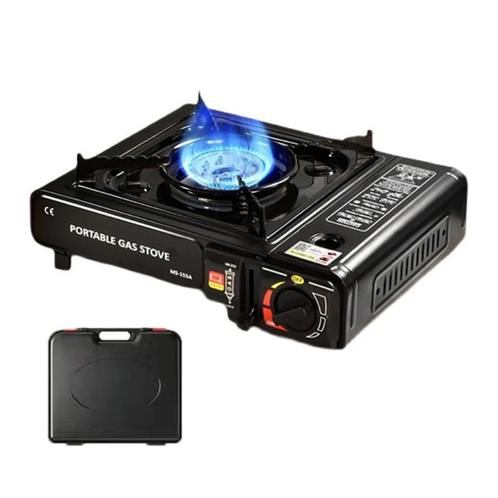 RVS backpacking gasbrander – draagbare campingkooktoestel met opbergkoffer - Bivakshop