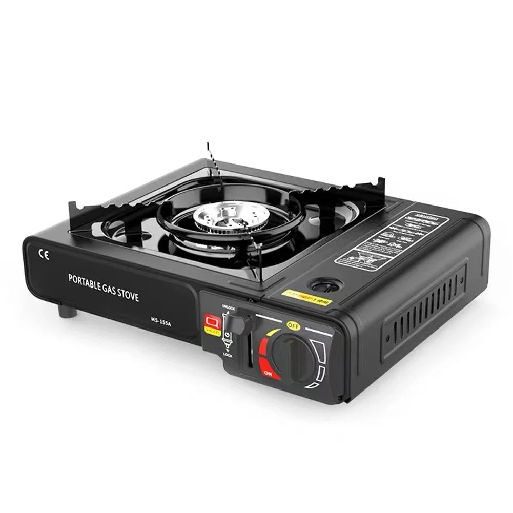 RVS backpacking gasbrander – draagbare campingkooktoestel met opbergkoffer - Bivakshop