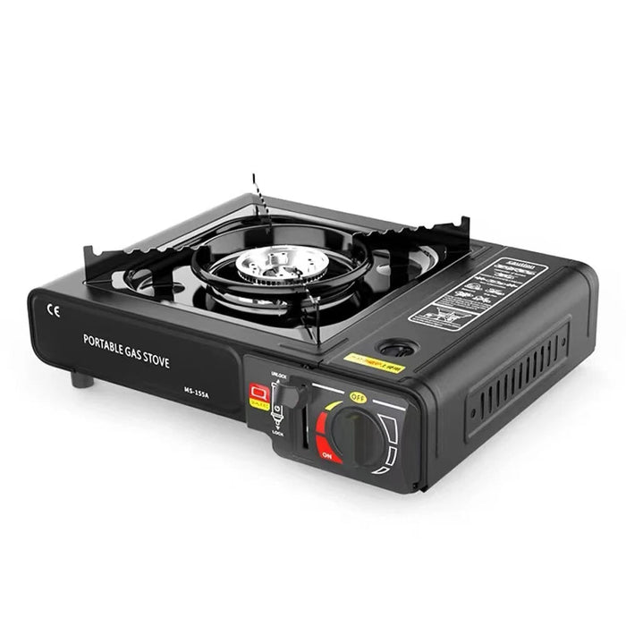 RVS backpacking gasbrander – draagbare campingkooktoestel met opbergkoffer - Bivakshop