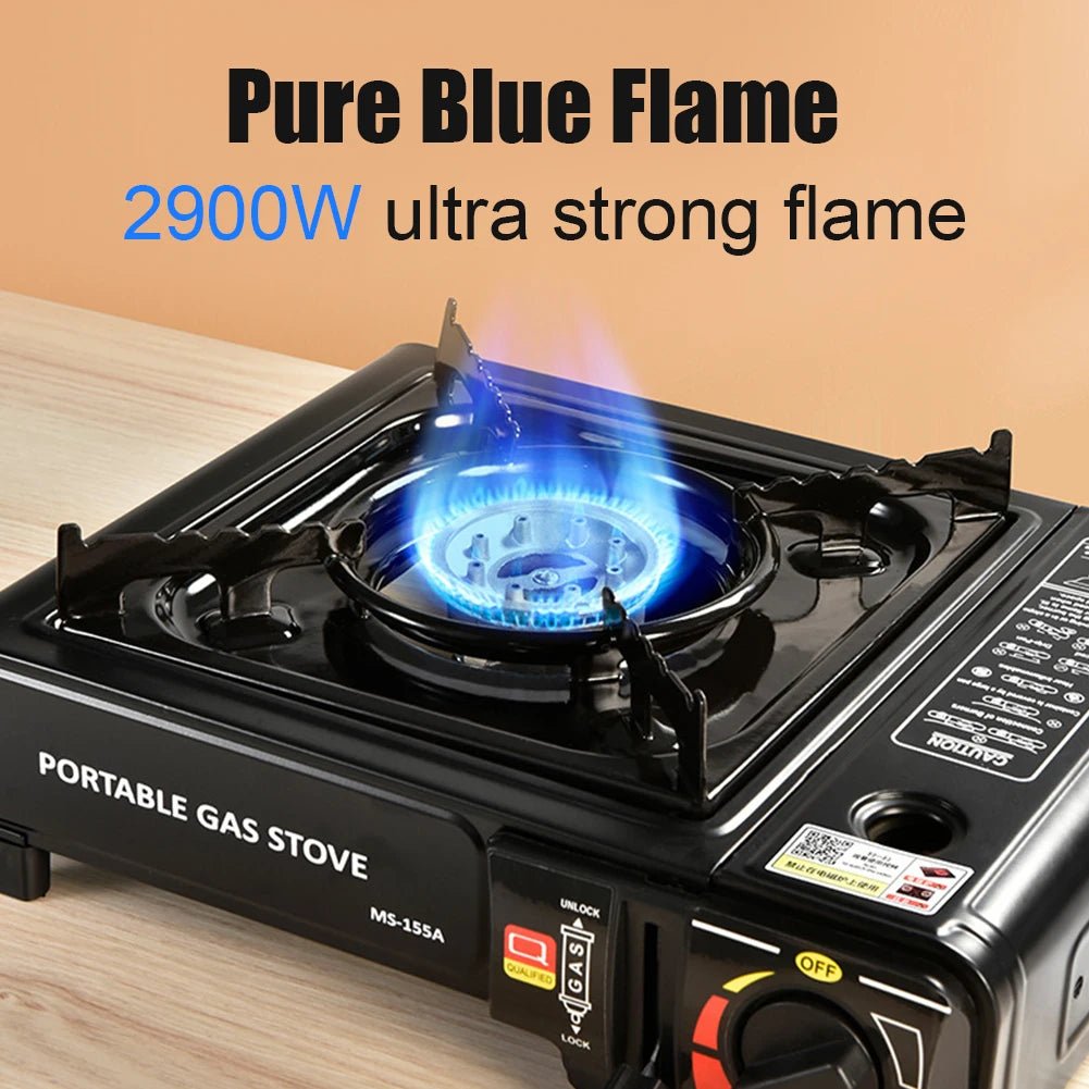 RVS backpacking gasbrander – draagbare campingkooktoestel met opbergkoffer - Bivakshop
