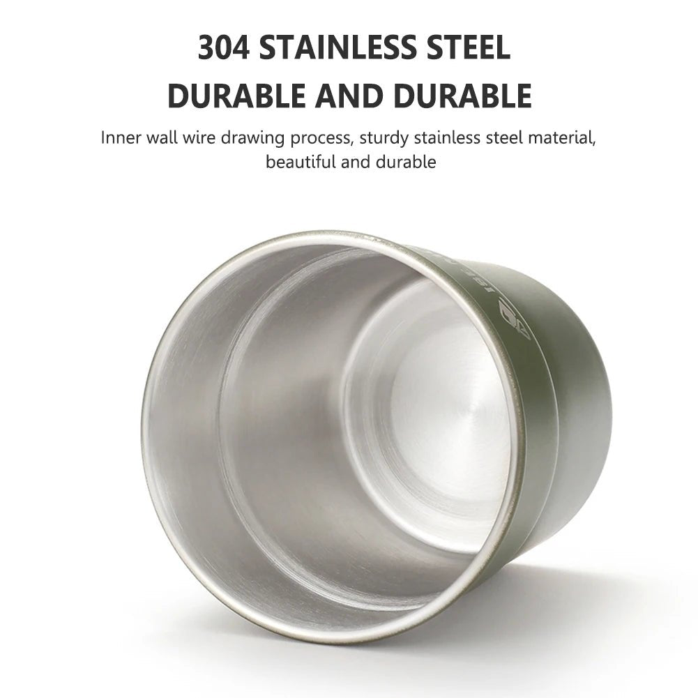 RVS campingbeker met deksel - 300ml stapelbare koffie- en theebeker voor outdoorgebruik - Bivakshop