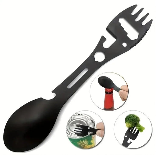 RVS Multi - tool Spork – Draagbare Bestekset met Fles - en Blikopener - Bivakshop