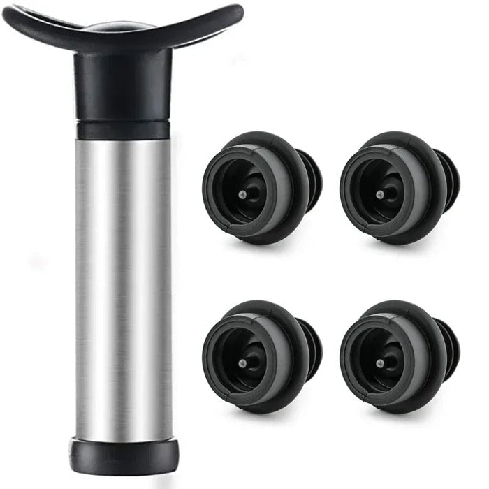 RVS Wijnstopper met Vacuümpomp – Universeel (Wijn & Champagne) - Bivakshop