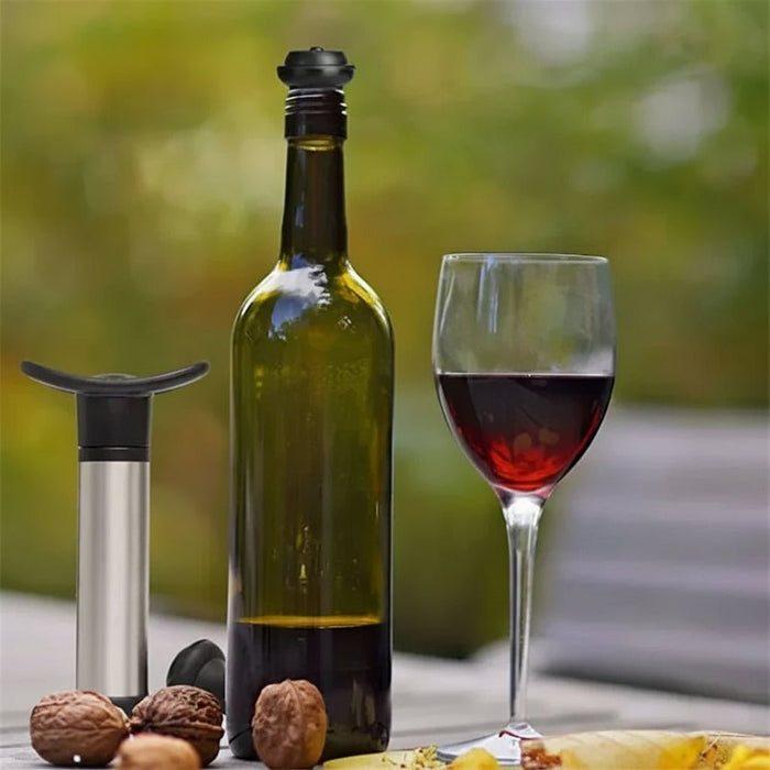 RVS Wijnstopper met Vacuümpomp – Universeel (Wijn & Champagne) - Bivakshop