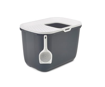 Savic - Kattenbak Hop In Antraciet / Wit - 58,5x39x39,5 cm - Top Entry - Bivakshop