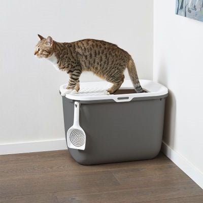 Savic - Kattenbak Hop In Antraciet / Wit - 58,5x39x39,5 cm - Top Entry - Bivakshop