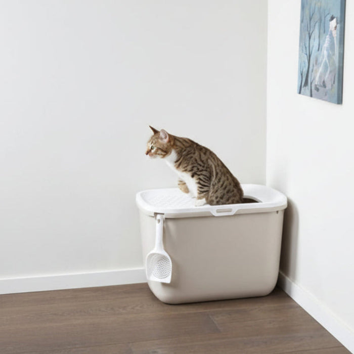Savic - Kattenbak Hop In Wit/Mokka - 58,5x39x39,5 cm - Top Entry - Bivakshop