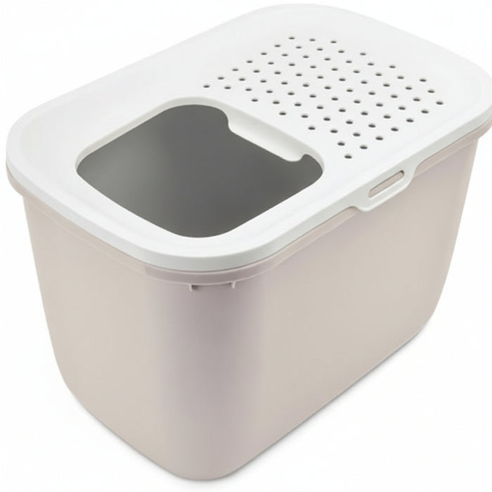 Savic - Kattenbak Hop In Wit/Mokka - 58,5x39x39,5 cm - Top Entry - Bivakshop