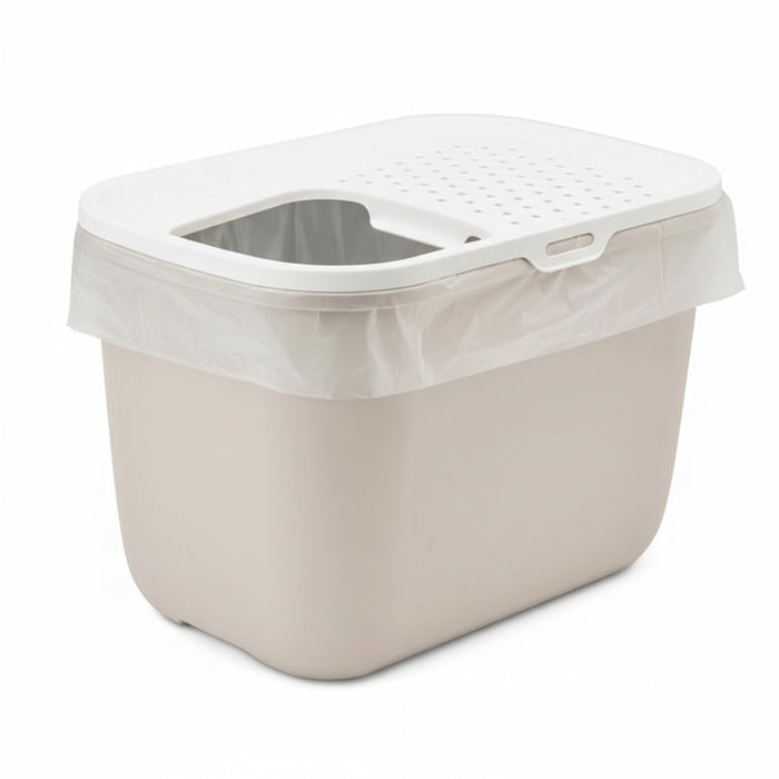 Savic - Kattenbak Hop In Wit/Mokka - 58,5x39x39,5 cm - Top Entry - Bivakshop