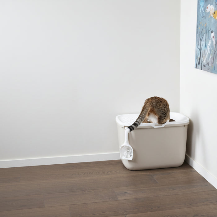 Savic - Kattenbak Hop In Wit/Mokka - 58,5x39x39,5 cm - Top Entry - Bivakshop