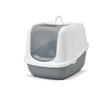 Savic - Kattenbak Nestor Jumbo Koudgrijs/Wit - 66,5x48,5x46,5 cm - Makkelijk Reinigbaar - Bivakshop