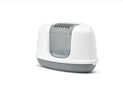 Savic - Nestor Corner Driehoekige Kattenbak Grijs/Wit - 58,5x45,5x40 cm - Makkelijk Reinigbaar - Bivakshop