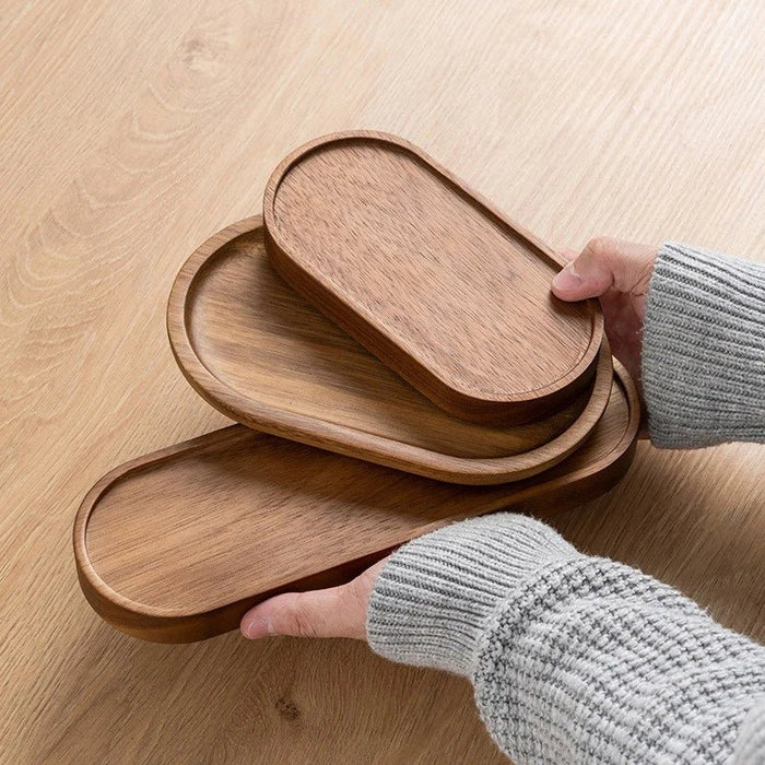 Servies Massief Houten Ronde Dessertbord Japanse Stijl Houten Dienblad Snackbord Gedroogd Fruitbord Houten Bord - Bivakshop