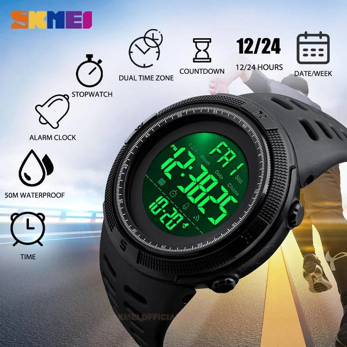 SKMEI multifunctioneel sporthorloge - Waterdicht 5Bar - Digitale klok met alarm en chronograaf - Bivakshop