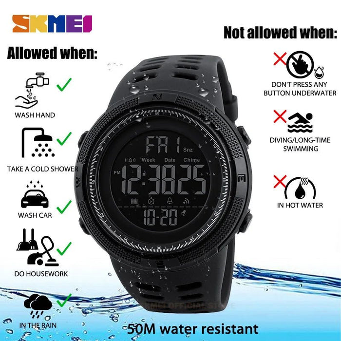 SKMEI multifunctioneel sporthorloge - Waterdicht 5Bar - Digitale klok met alarm en chronograaf - Bivakshop