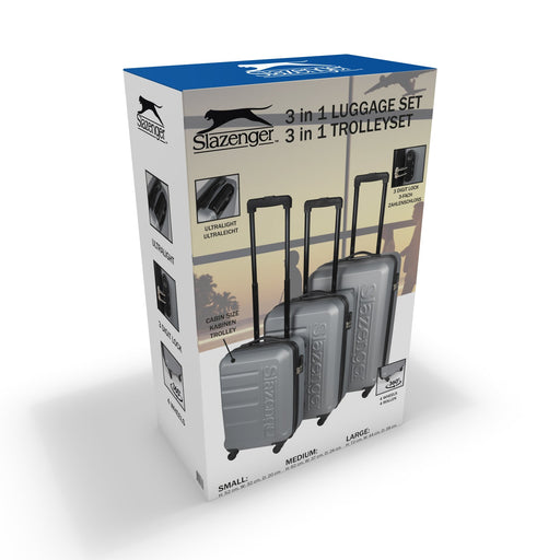 Slazenger - Trolley Kofferset 3 - delig – Lichtgewicht & Flexibel – Met 360° Zwenkwielen - Bivakshop
