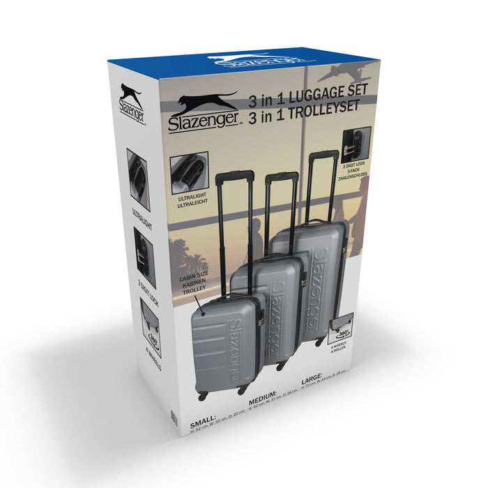 Slazenger - Trolley Kofferset 3 - delig – Lichtgewicht & Flexibel – Met 360° Zwenkwielen - Bivakshop